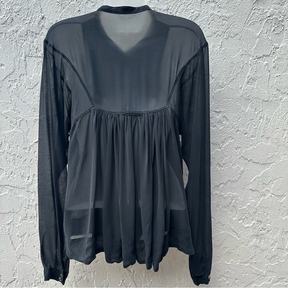 ALLSAINTS Blouse Top 6 Women Silk Sarrau Smock Wednesday Adams Boho Victorian - Picture 4 of 9